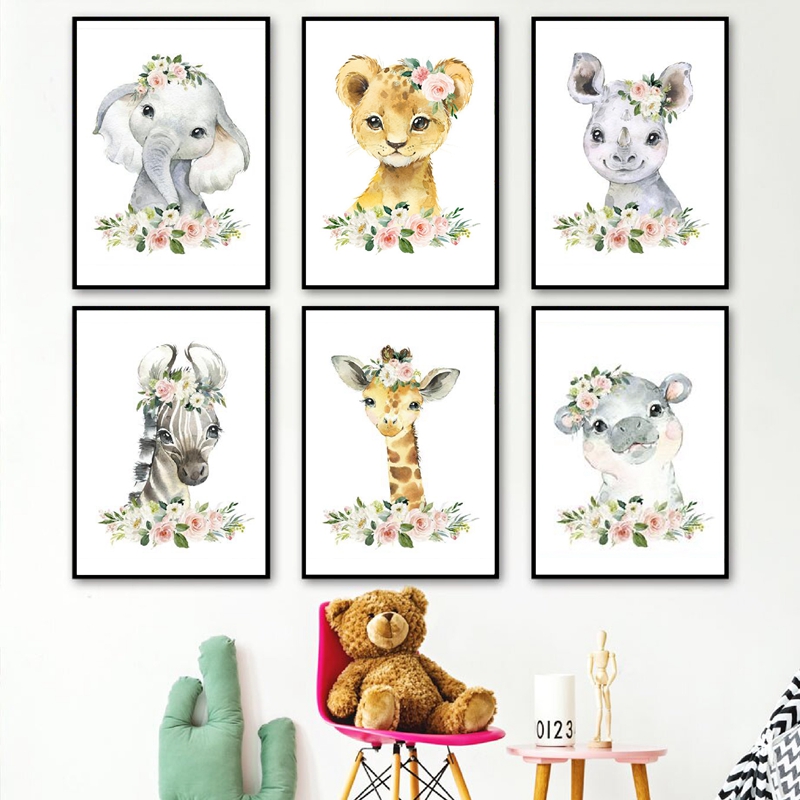 Animals Baby Nursery - Stampe su tela con animali della