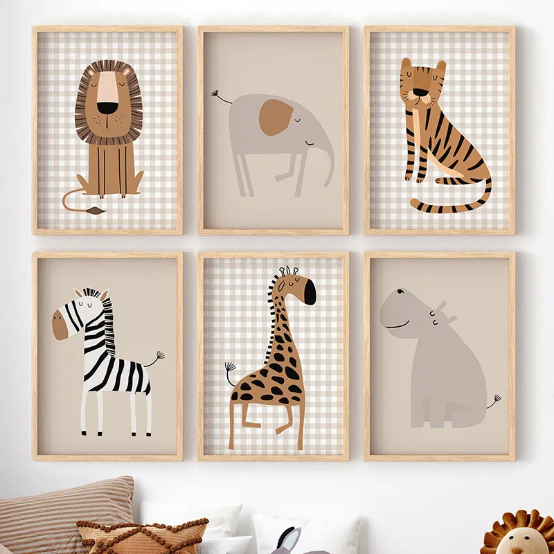 Baby Nursery Frames - (Senza cornice) Leone, tigre, elefante, giraffa,