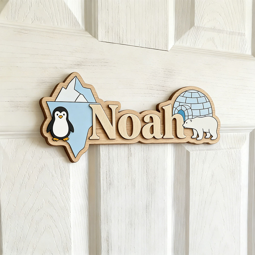 Baby Nursery - Targa Personalizzata in Legno con Nome,