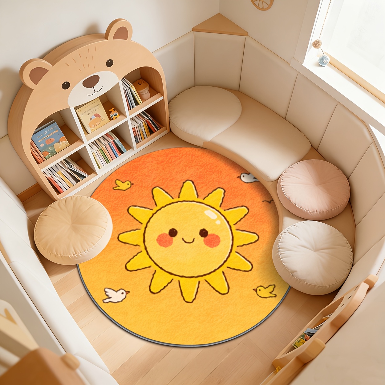 Baby Nursery Yellow - Tappeto Rotondo per Bambini Giallo, Tappetino