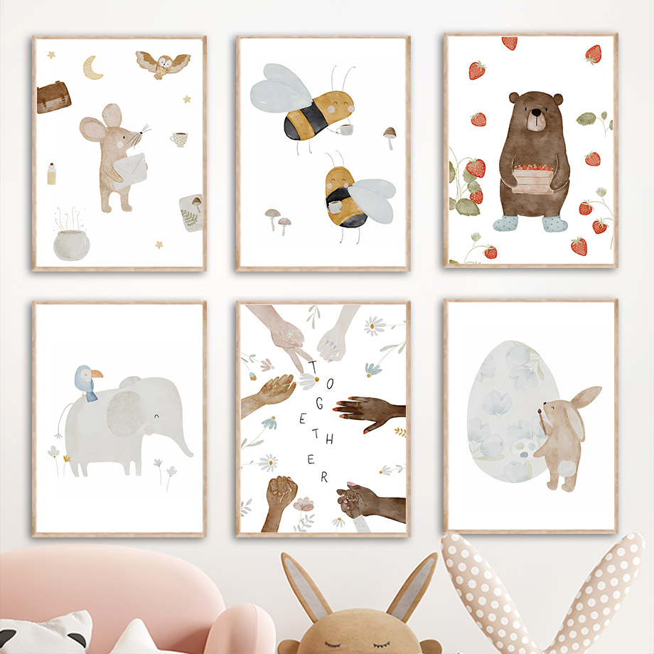 Animals Baby Nursery - Poster e Stampe Boho con Animali: