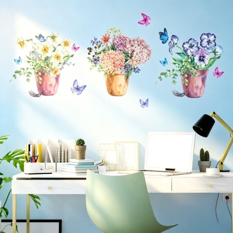 Wall Decal Nursery - Adesivi Murali di Ortensie e Pansie