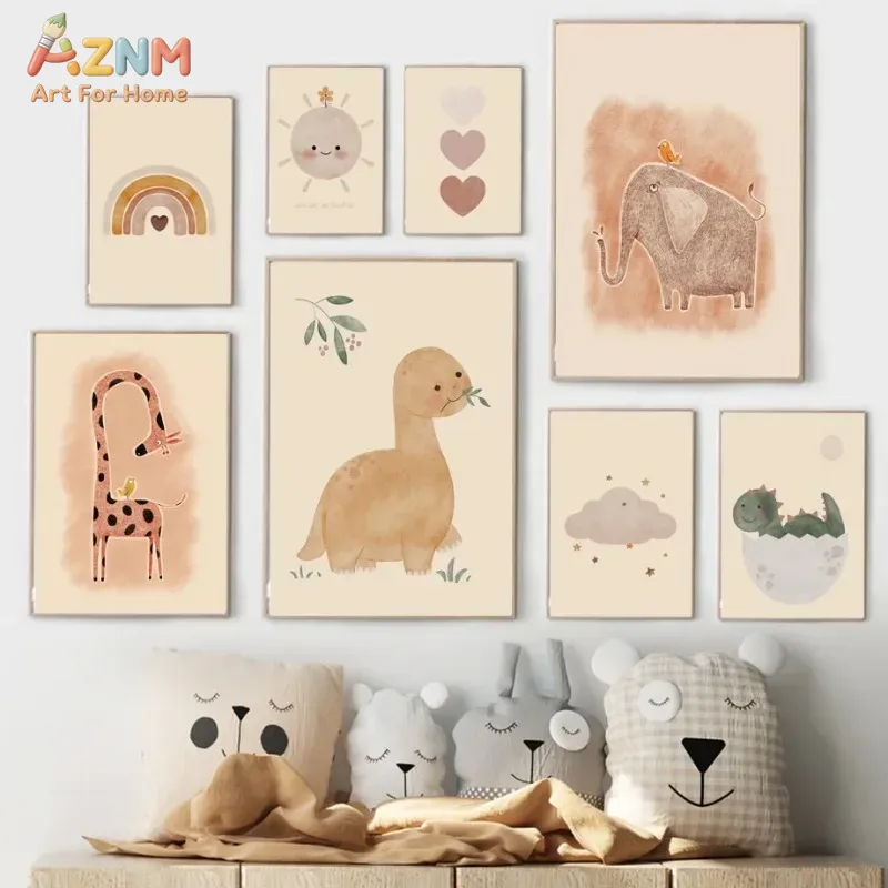 Baby Nursery Elephant - Quadro su tela AZNM con dinosauro
