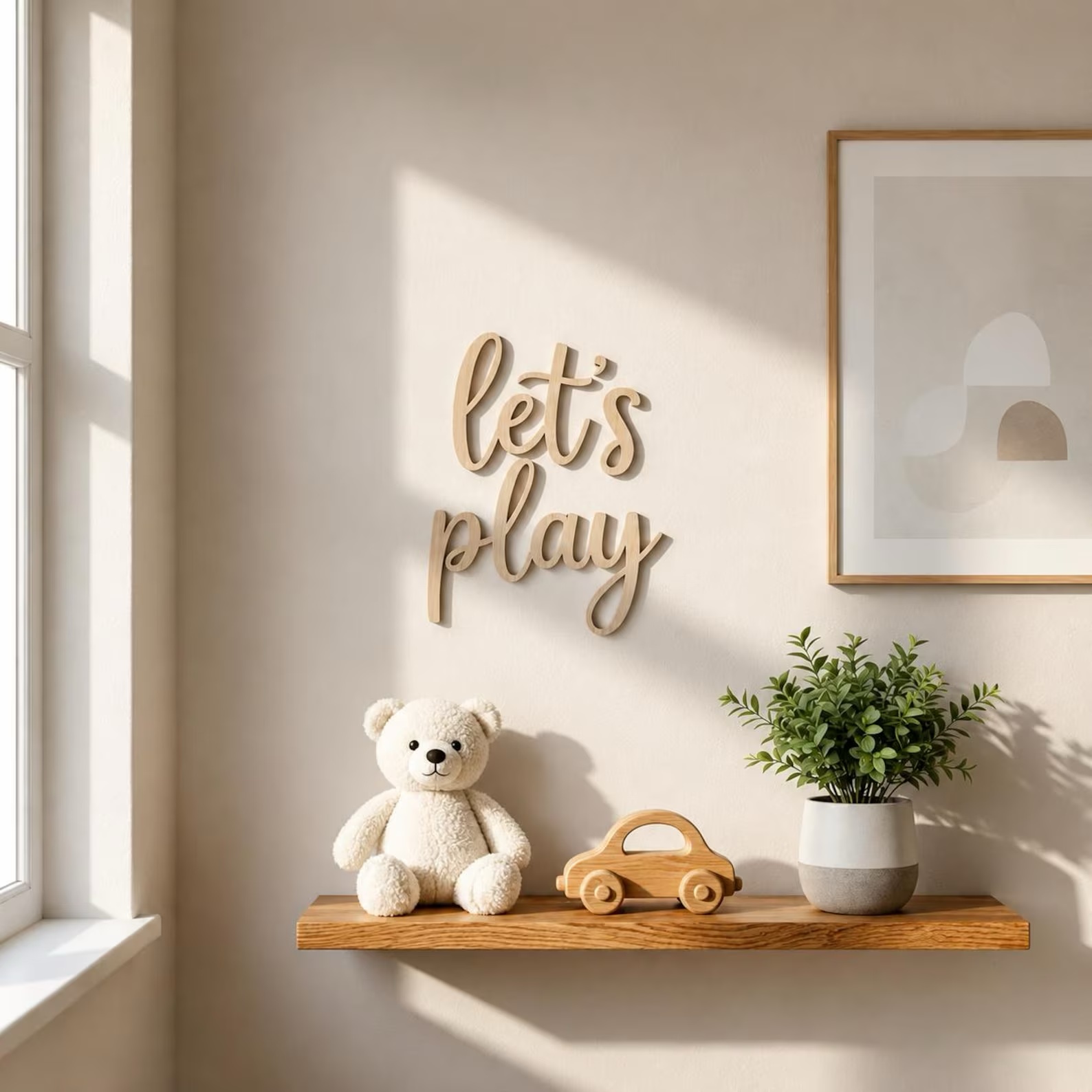 Baby Nursery Wall Art - Insegna in Legno 'Let's Play', Decorazione