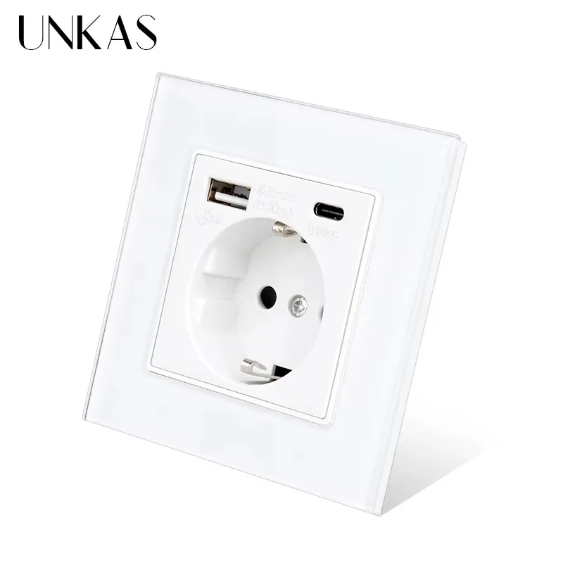 Outlet Cover Childproof - UNKAS Tipo-C USB Pannello in vetro