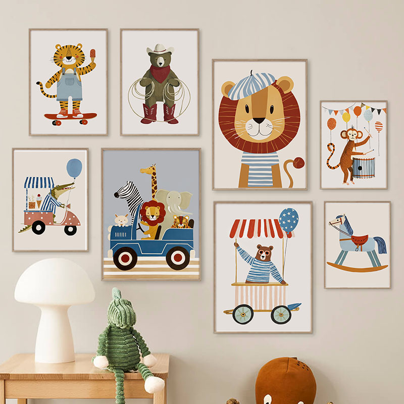 Animals Baby Nursery - Divertenti Poster e Stampe su Tela