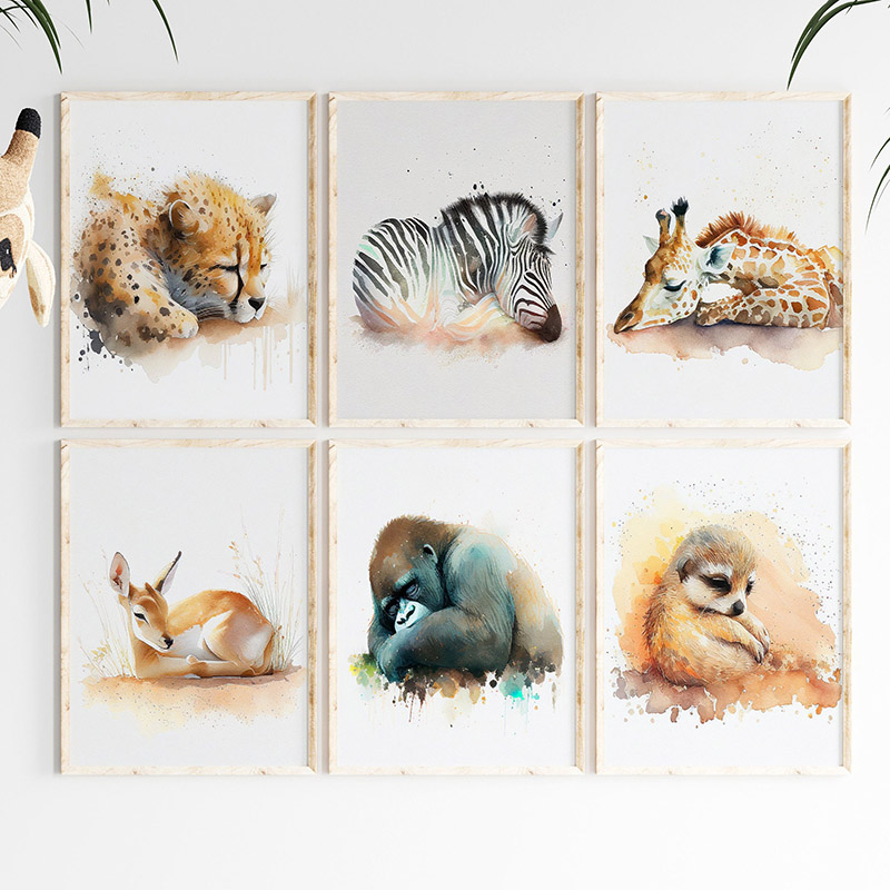 Baby Zebra Nursery - Poster da parete con animali del