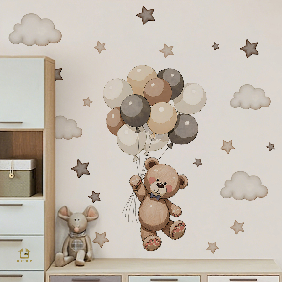Wall Decal Nursery - Adorabili adesivi murali con orsacchiotto, decorazioni