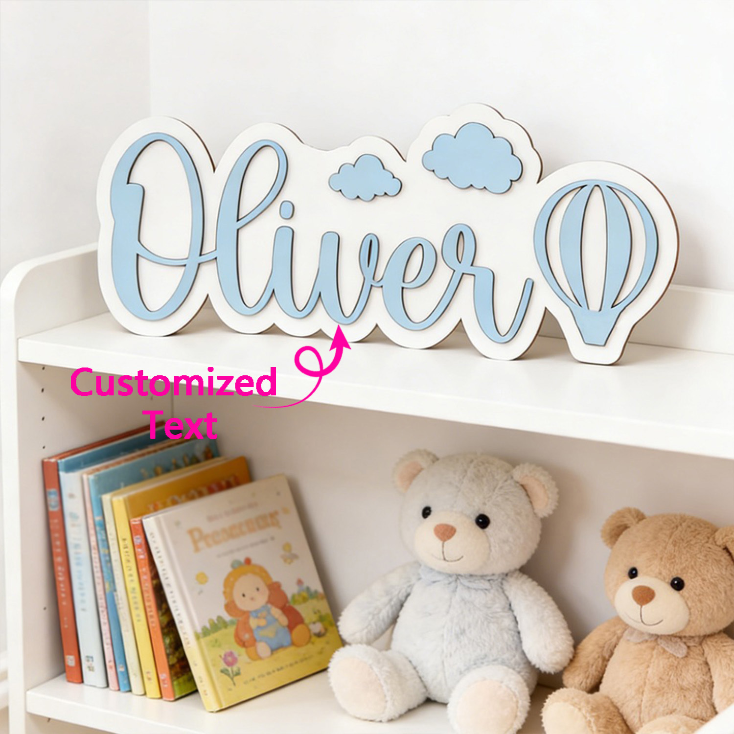 Baby Nursery - Insegna Personalizzata per Cameretta con Mongolfiera