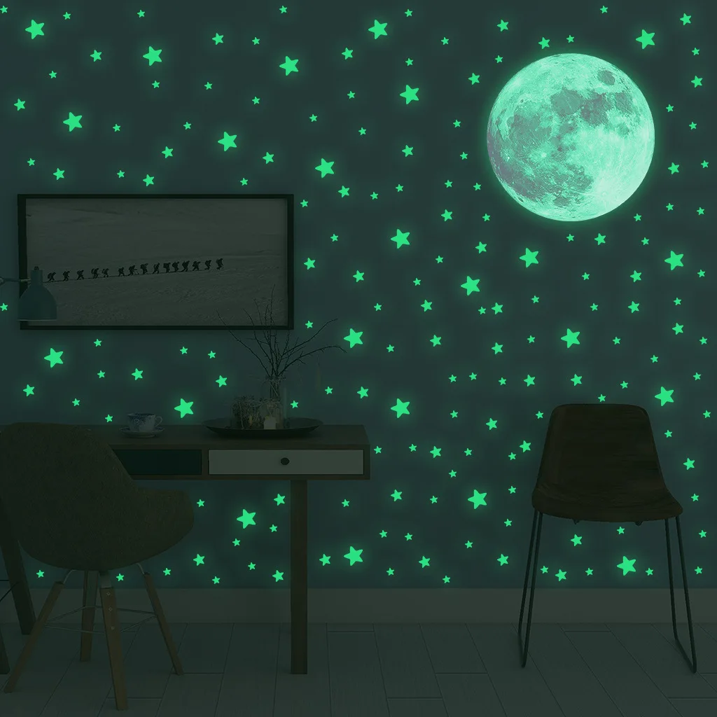 Baby Nursery Wall Decals - Adesivi Murali Luminosi con Luna e