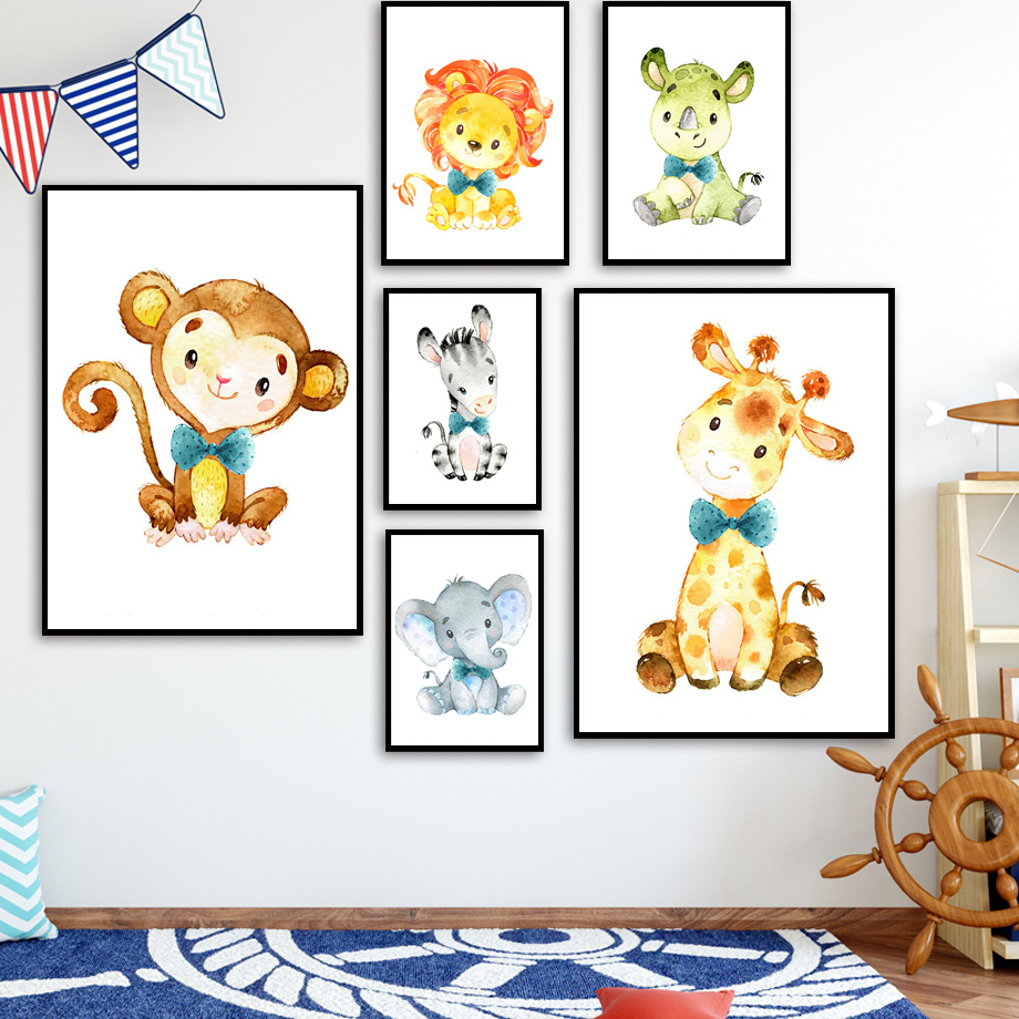 Baby Zebra Nursery - Wall Art Canvas Painting Cartoon Leone