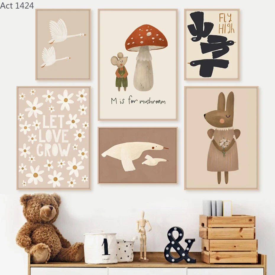 Baby Nursery Frames - Poster Boho con Coniglio, Topo e