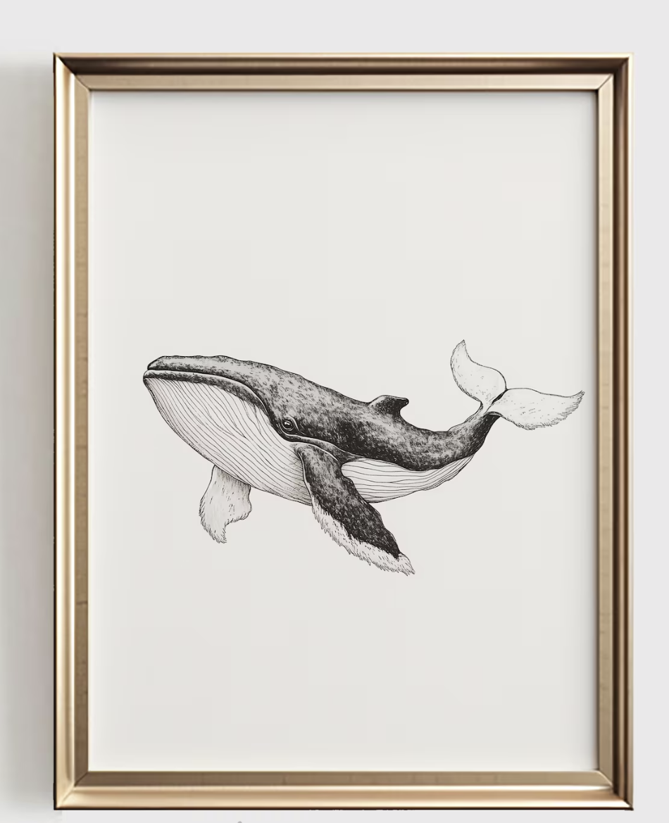 Baby Nursery Paintings - Stampa artistica con balene, decorazione minimalista