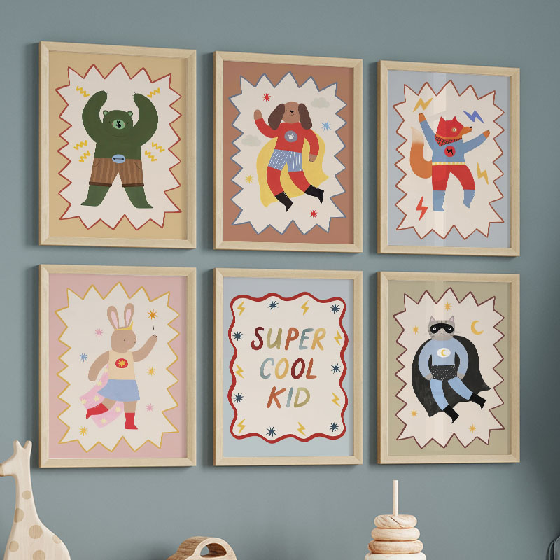 Animals Baby Nursery - Divertenti Cartoni Animati Super Cool, Quadri