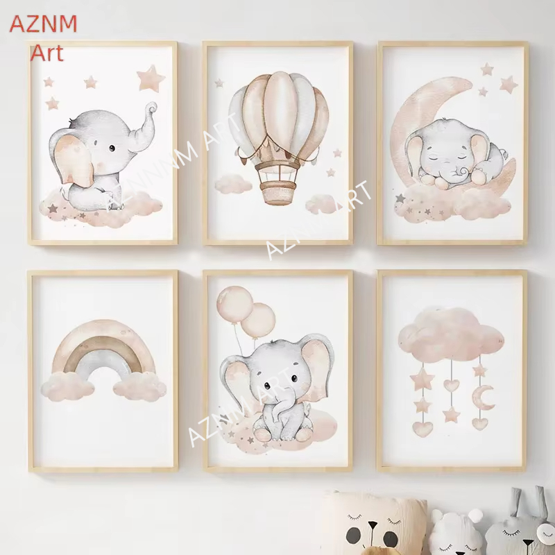 Poster con elefante, palloncin - Baby Nursery Wall Art recensione e prezzo