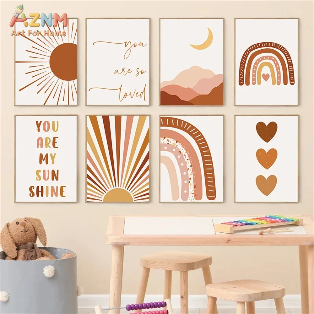 AZNM Boho Sun Moon Rainbow Can - Baby Nursery Wall Art recensione e prezzo
