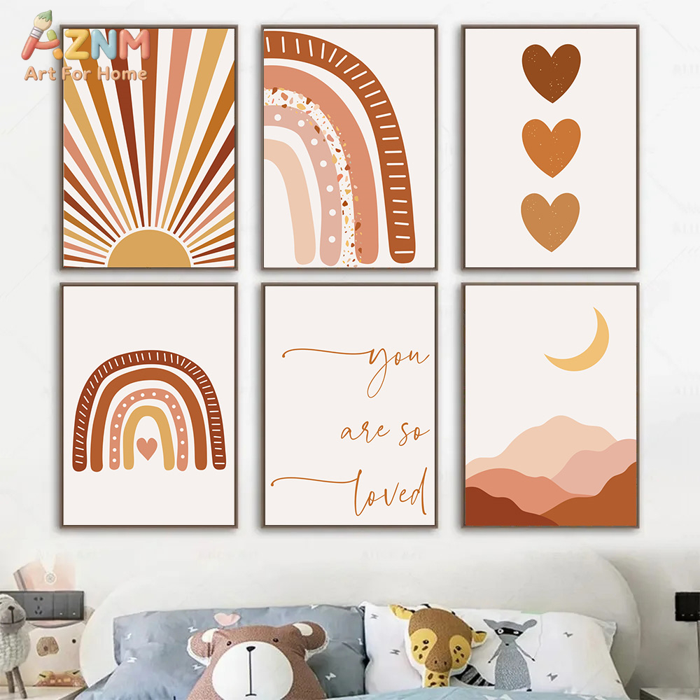 AZNM Boho Sun Moon Rainbow Can - Baby Nursery Wall Art recensione e prezzo