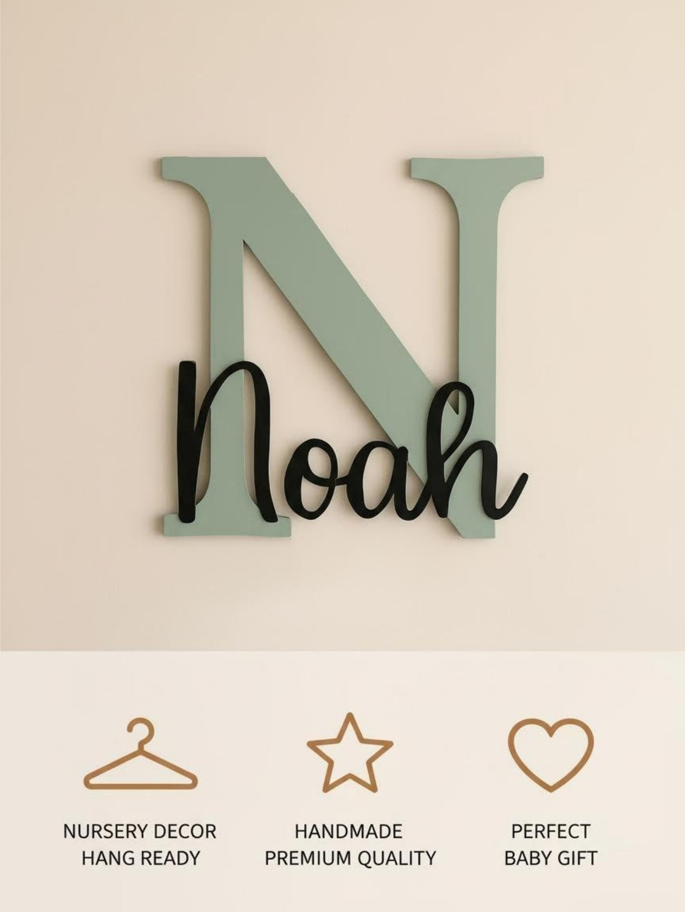 Insegna in Legno a Forma di Nu - Animals Baby Nursery recensione e prezzo