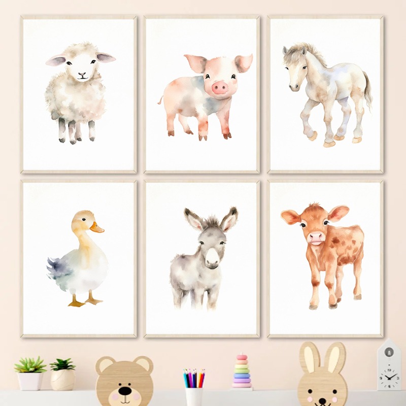 Acquerello animali da fattoria - Baby Nursery Images recensione e prezzo