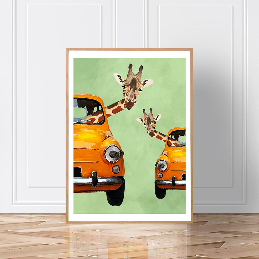 Giraffe in auto gialle Cartoon - Baby Nursery Yellow recensione e prezzo