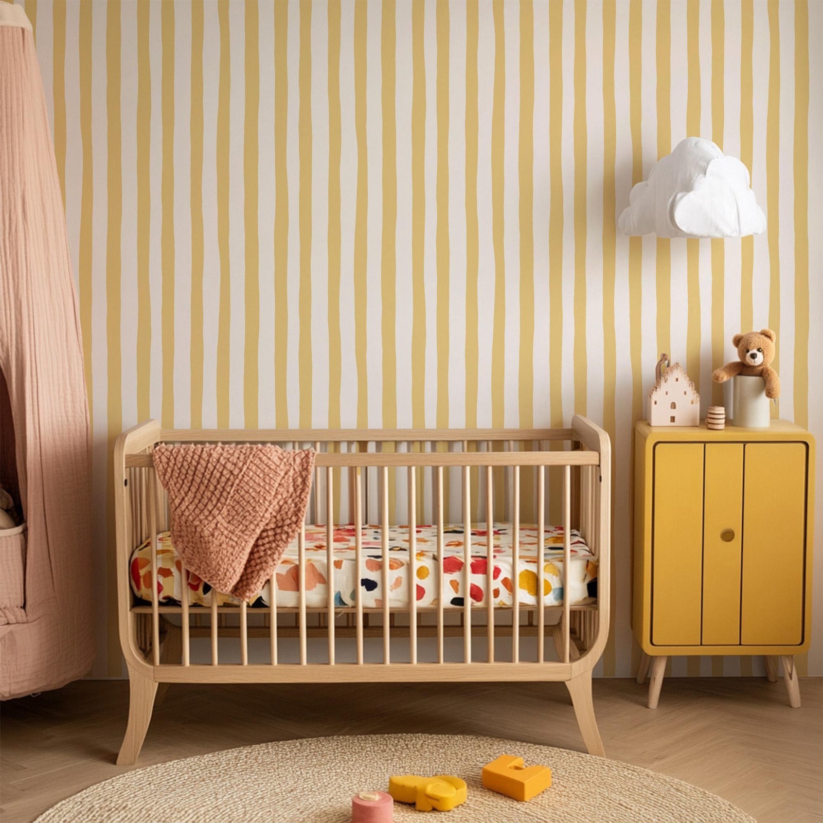 Carta da parati con strisce os - Baby Nursery Yellow recensione e prezzo