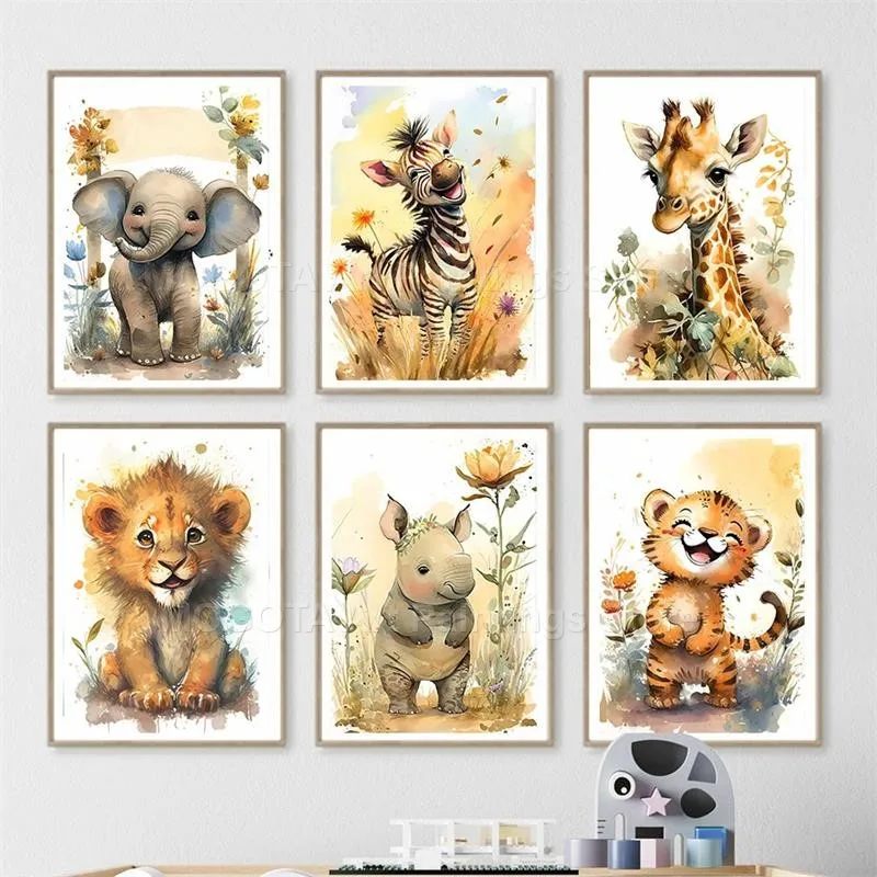 Acquerello Leone Giraffa Tigre - Animals Baby Nursery recensione e prezzo