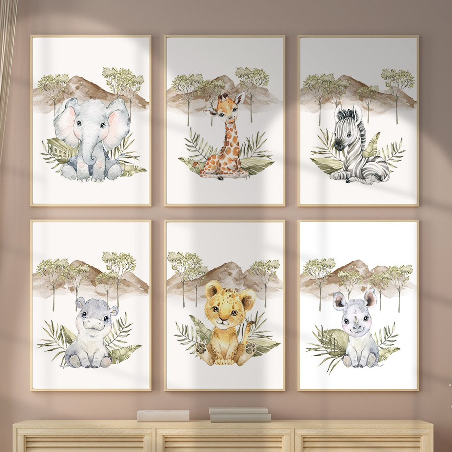 Poster con Giraffa, Zebra, Ele - Baby Zebra Nursery recensione e prezzo