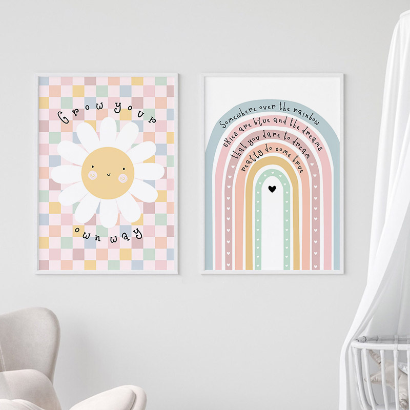 Sole Fiore Arcobaleno Nuvola C - Baby Nursery Wall Art recensione e prezzo